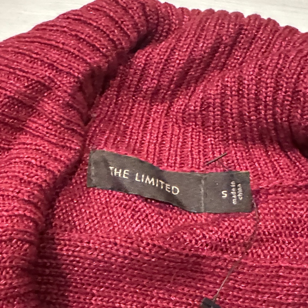 The Limited Burgundy Cardigan Sweater with belt, few small pulls. - Picture 8 of 11